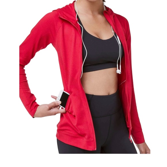 lululemon athletica Jackets & Blazers - Lululemon Ventilate Hooded Jacket Womens Size 8 Flamenco Red Training Gym Sports
